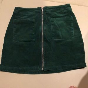 Green Corduroy Mini Skirt - Small